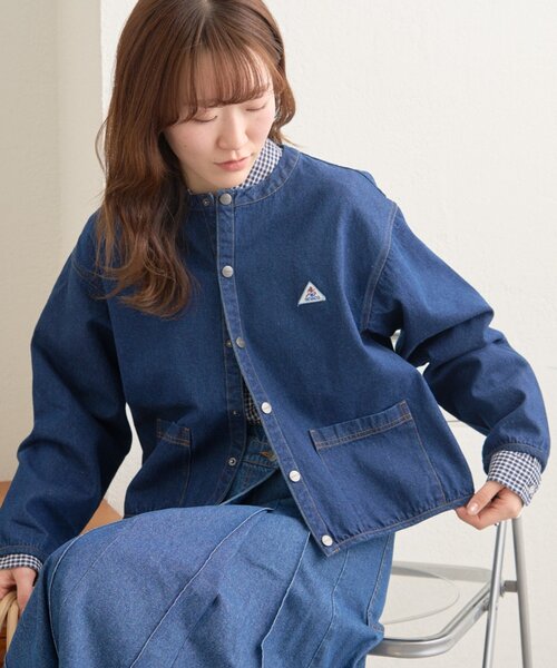 GEVACO（ゲバコ）の「【GEVACO】ノーカラーデニムジャケット（ブルゾン・レディース・ブルー・ONE SIZE）」の5枚目の写真