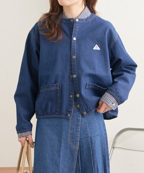 GEVACO（ゲバコ）の「【GEVACO】ノーカラーデニムジャケット（ブルゾン・レディース・ブルー・ONE SIZE）」の6枚目の写真