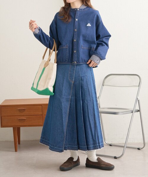 GEVACO（ゲバコ）の「【GEVACO】ノーカラーデニムジャケット（ブルゾン・レディース・ブルー・ONE SIZE）」の11枚目の写真