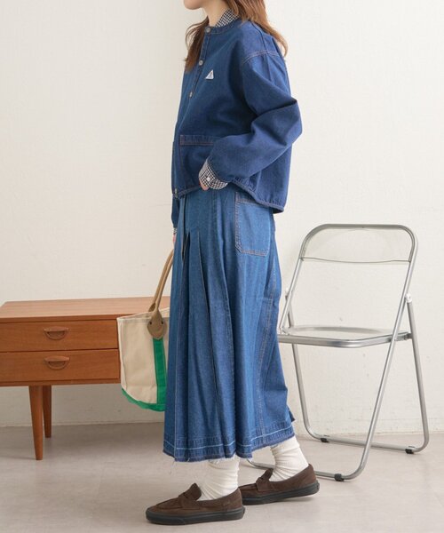 GEVACO（ゲバコ）の「【GEVACO】ノーカラーデニムジャケット（ブルゾン・レディース・ブルー・ONE SIZE）」の12枚目の写真