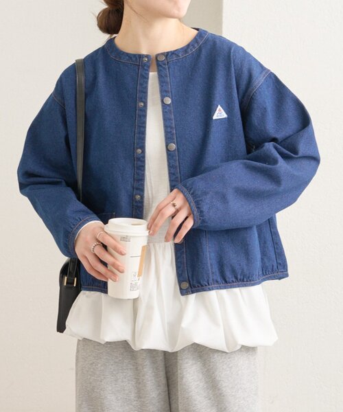 GEVACO（ゲバコ）の「【GEVACO】ノーカラーデニムジャケット（ブルゾン・レディース・ブルー・ONE SIZE）」の15枚目の写真
