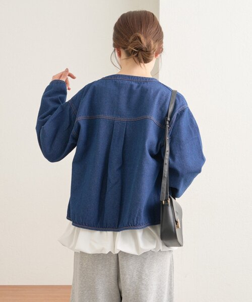 GEVACO（ゲバコ）の「【GEVACO】ノーカラーデニムジャケット（ブルゾン・レディース・ブルー・ONE SIZE）」の17枚目の写真