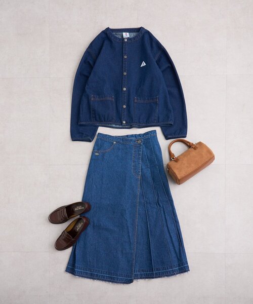 GEVACO（ゲバコ）の「【GEVACO】ノーカラーデニムジャケット（ブルゾン・レディース・ブルー・ONE SIZE）」の4枚目の写真