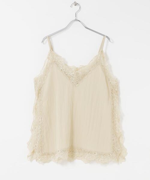 KBF（ケイビーエフ）の「ヴィンテージライクレースキャミソール（キャミソール・レディース・ブラウン/アイボリー/ベージュ・ONE）」の10枚目の写真