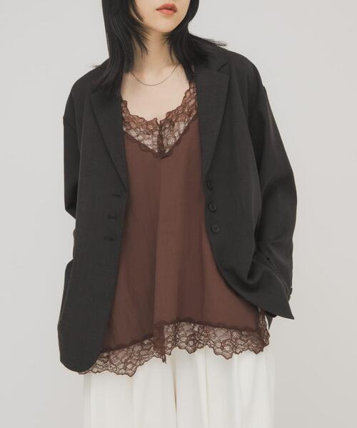 KBF（ケイビーエフ）の「ヴィンテージライクレースキャミソール（キャミソール・レディース・ブラウン/アイボリー/ベージュ・ONE）」の14枚目の写真