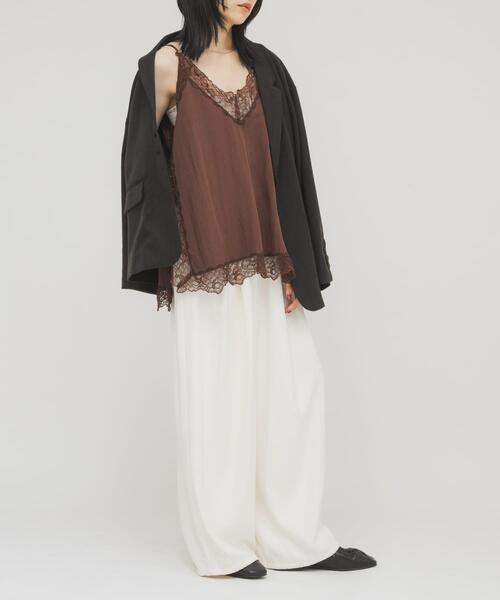 KBF（ケイビーエフ）の「ヴィンテージライクレースキャミソール（キャミソール・レディース・ブラウン/アイボリー/ベージュ・ONE）」の15枚目の写真