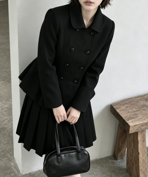 Aelina(エリナ)の「ダブルブレストポケット付きコート(ピーコート・レディース・グレー/ブラック/モカ/ベージュ/ネイビー・FREE/M/L)」の10枚目の写真