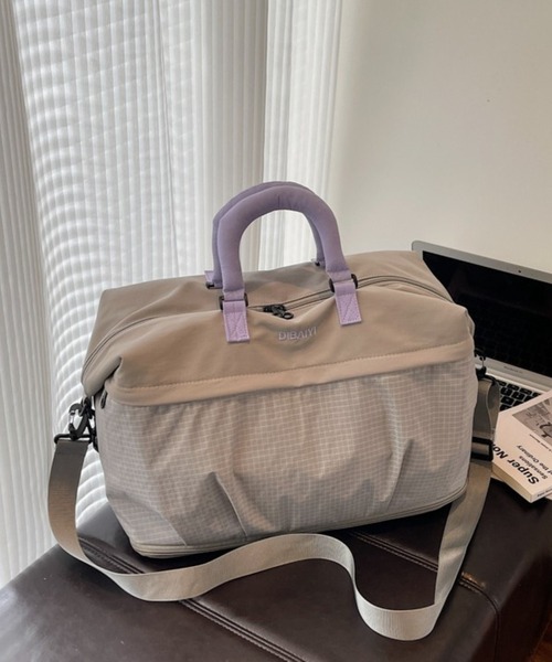 lit.Cy(リットシー)の「リップストップ 配色 2WAY トラベルボストンバッグ(ボストンバッグ・レディース・ブラック/オレンジ/グレー・FREE)」の7枚目の写真