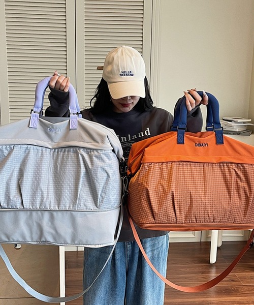 lit.Cy(リットシー)の「リップストップ 配色 2WAY トラベルボストンバッグ(ボストンバッグ・レディース・ブラック/オレンジ/グレー・FREE)」の10枚目の写真