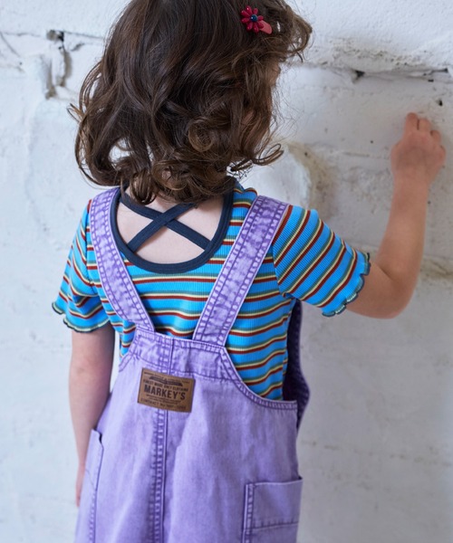 MARKEY'S（マーキーズ）の「ツイルオーバーオール（サロペット/オーバーオール・キッズ・ラベンダー/ミント/ブラウン・100/95/90/80/110/150/140/130/120）」の7枚目の写真