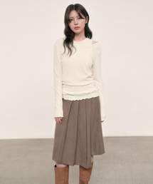 OURO（アウロ）の「STUD PLEATS SKIRT [ BROWN ]（スカート）」