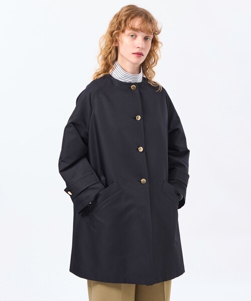 MACKINTOSH PHILOSOPHY(マッキントッシュ フィロソフィー)の「【LEE4月号/蛯原友里さん着用】【WELBURY NO COLLAR(ウェルベリーノーカーラー)】ダブルクロス製(ノーカラーコート・レディース・ダークネイビー/ブラウン系その他4/グリーン/ベージュ・38/36)」の1枚目の写真