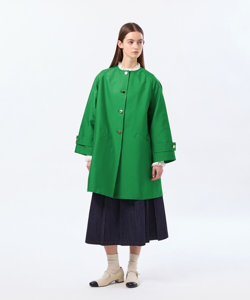 MACKINTOSH PHILOSOPHY(マッキントッシュ フィロソフィー)の「【LEE4月号/蛯原友里さん着用】【WELBURY NO COLLAR(ウェルベリーノーカーラー)】ダブルクロス製(ノーカラーコート・レディース・ダークネイビー/ブラウン系その他4/グリーン/ベージュ・38/36)」の8枚目の写真