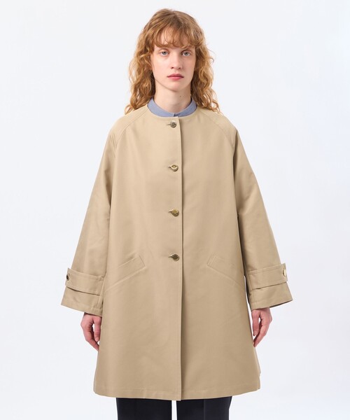 MACKINTOSH PHILOSOPHY(マッキントッシュ フィロソフィー)の「【LEE4月号/蛯原友里さん着用】【WELBURY NO COLLAR(ウェルベリーノーカーラー)】ダブルクロス製(ノーカラーコート・レディース・ダークネイビー/ブラウン系その他4/グリーン/ベージュ・38/36)」の9枚目の写真