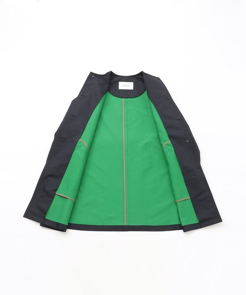 MACKINTOSH PHILOSOPHY(マッキントッシュ フィロソフィー)の「【LEE4月号/蛯原友里さん着用】【WELBURY NO COLLAR(ウェルベリーノーカーラー)】ダブルクロス製(ノーカラーコート・レディース・ダークネイビー/ブラウン系その他4/グリーン/ベージュ・38/36)」の13枚目の写真