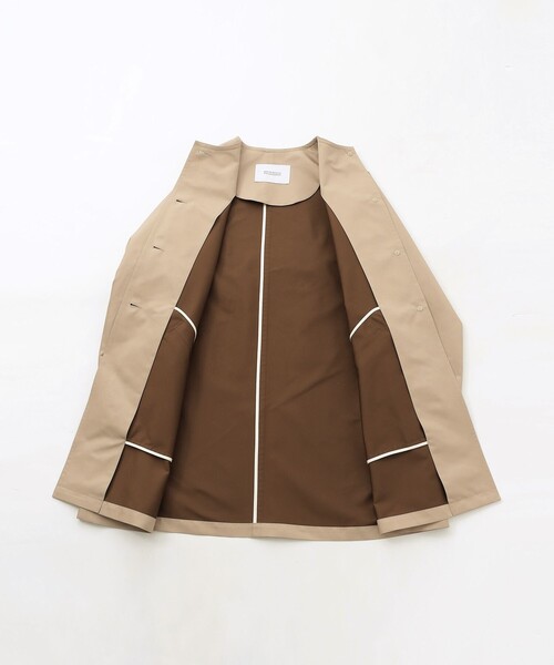 MACKINTOSH PHILOSOPHY(マッキントッシュ フィロソフィー)の「【LEE4月号/蛯原友里さん着用】【WELBURY NO COLLAR(ウェルベリーノーカーラー)】ダブルクロス製(ノーカラーコート・レディース・ダークネイビー/ブラウン系その他4/グリーン/ベージュ・38/36)」の14枚目の写真