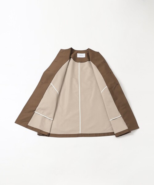 MACKINTOSH PHILOSOPHY(マッキントッシュ フィロソフィー)の「【LEE4月号/蛯原友里さん着用】【WELBURY NO COLLAR(ウェルベリーノーカーラー)】ダブルクロス製(ノーカラーコート・レディース・ダークネイビー/ブラウン系その他4/グリーン/ベージュ・38/36)」の15枚目の写真