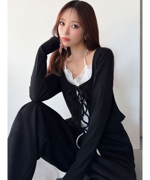 RESEXXY(リゼクシー)の「レースアップリブトップス(Tシャツ/カットソー・レディース・ブラック/グレー/ホワイト・FREE)」の18枚目の写真