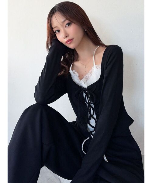 RESEXXY(リゼクシー)の「レースアップリブトップス(Tシャツ/カットソー・レディース・ブラック/グレー/ホワイト・FREE)」の19枚目の写真