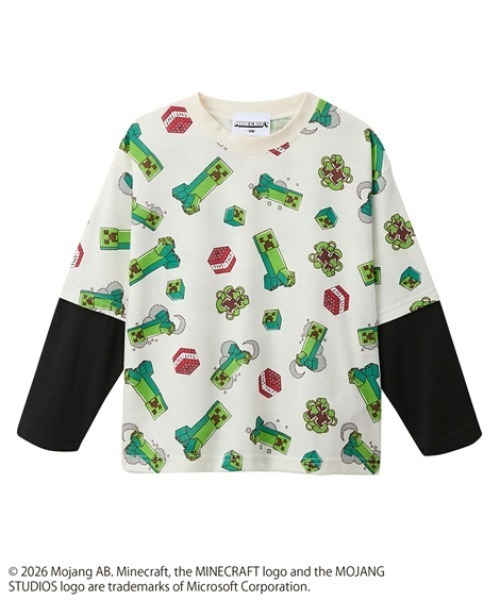 QUNTSTYLE(キュントスタイル)の「【MINECRAFT】重ね着風長袖プリントTシャツ(Tシャツ/カットソー・キッズ・グレー/オフホワイト・110/120/130/140/150/160)」の2枚目の写真