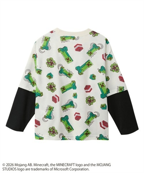 QUNTSTYLE(キュントスタイル)の「【MINECRAFT】重ね着風長袖プリントTシャツ(Tシャツ/カットソー・キッズ・グレー/オフホワイト・110/120/130/140/150/160)」の3枚目の写真