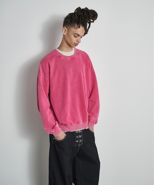 flugge ピンク　スウェット Pigment Dyed Sweat Shirt / ピグメントスウェットシャツ（スウェット