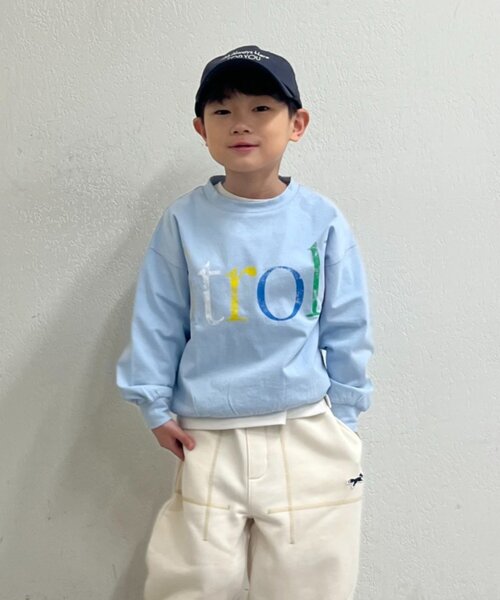 CIAOPANIC TYPY(チャオパニックティピー)の「【KIDS】ロンT感覚で着れる!ロゴオーバースウェット《ジュニアサイズあり》(Tシャツ/カットソー・キッズ・サックスブルー/グレー/ネイビー/イエロー・LARGE/X-LARGE/XX-LARGE/SMALL/MEDIUM)」の12枚目の写真