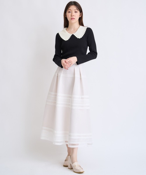 NOELA（ノエラ）の「襟付きアイレットニット（ニット/セーター・レディース・ブラック/オフホワイト・フリー）」の8枚目の写真