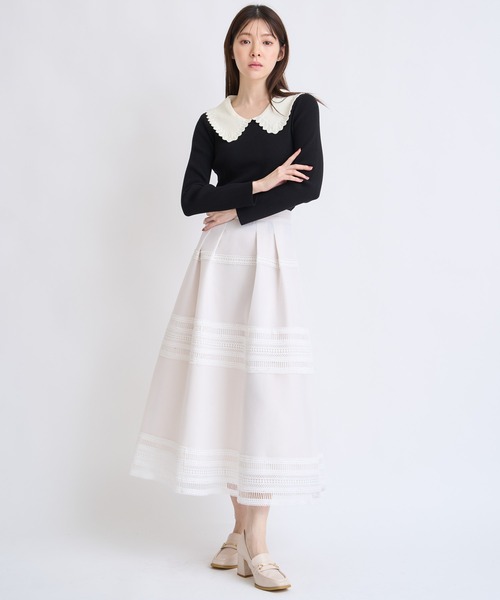 NOELA（ノエラ）の「襟付きアイレットニット（ニット/セーター・レディース・ブラック/オフホワイト・フリー）」の9枚目の写真