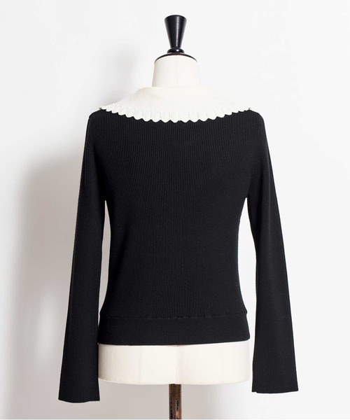 NOELA（ノエラ）の「襟付きアイレットニット（ニット/セーター・レディース・ブラック/オフホワイト・フリー）」の12枚目の写真