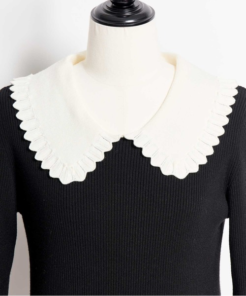 NOELA（ノエラ）の「襟付きアイレットニット（ニット/セーター・レディース・ブラック/オフホワイト・フリー）」の13枚目の写真