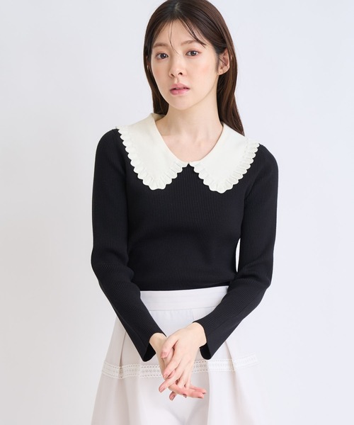 NOELA(ノエラ)の「襟付きアイレットニット(ニット/セーター・レディース・ブラック/オフホワイト・フリー)」の15枚目の写真