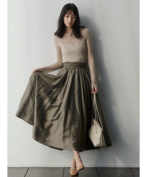 anuans（アニュアンス）の「ギャザーベルトオーガンスカート（スカート・レディース・アイボリー/モカ/その他34・S/M）」の3枚目の写真