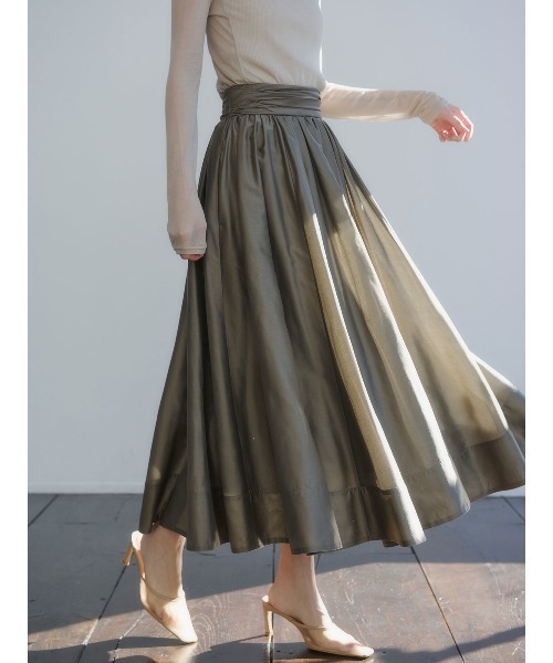 anuans（アニュアンス）の「ギャザーベルトオーガンスカート（スカート・レディース・アイボリー/モカ/その他34・S/M）」の8枚目の写真