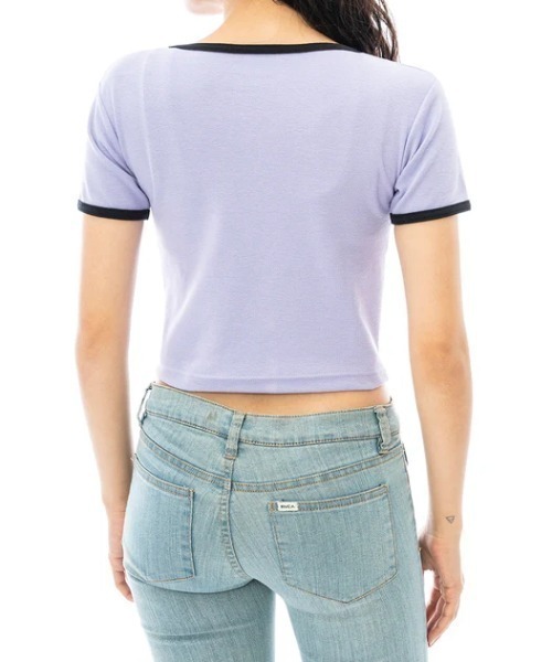 RVCA(ルーカ)の「【RVCA/ルーカ】SQUID FOAMY RIB TEE/ショート丈 パイピング 半袖 リンガーTシャツ(Tシャツ/カットソー・レディース・ラベンダー・SMALL/MEDIUM)」の3枚目の写真
