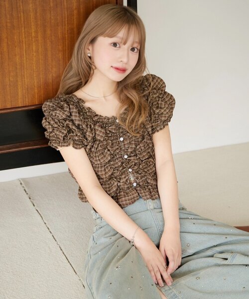 Kastane カスタネ　クシュクシュブラウス 6.14(日)0:00新色発売/ドット&無地＆チェック/全骨格◎】クシュクシュ