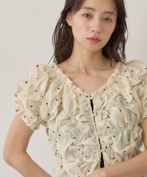 累計販売数3万枚!/再追加/着痩せ◎】クシュクシュブラウス（シャツ