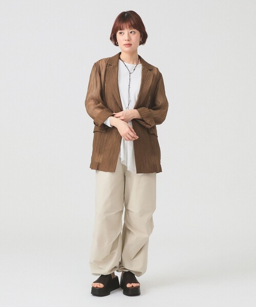 Ray BEAMS(レイビームス)の「【7/31再値下げ】シアー 1ボタン シングル ジャケット(テーラードジャケット・レディース・ダークブラウン/ホワイト系その他6・1/0)」の7枚目の写真
