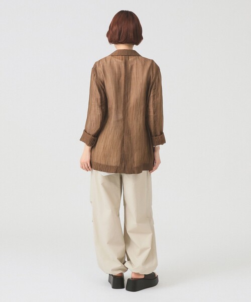 Ray BEAMS(レイビームス)の「【7/31再値下げ】シアー 1ボタン シングル ジャケット(テーラードジャケット・レディース・ダークブラウン/ホワイト系その他6・1/0)」の9枚目の写真