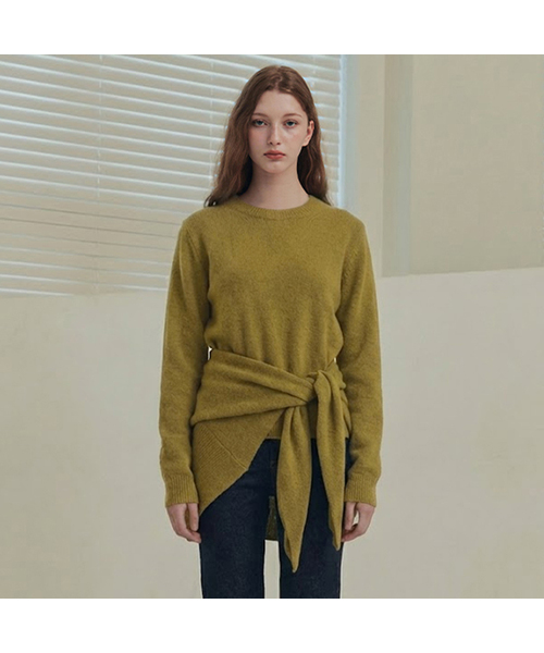 ZEROSTREET（ゼロストリート）の「[5カラー] カシミヤウールスウェット＆ショールセット（ニット/セーター・レディース・アイボリー/オリーブ/ブラック/ダークグレー/PINK・SMALL/MEDIUM/LARGE）」の4枚目の写真