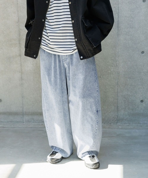 PBLIM（ページボーイリム）の「《UNISEX/まるでデニム見え！/紫外線カット/ストレッチ》マルデニイージーワイドパンツ（デニムパンツ・レディース・ブラック/ブルー・LARGE/MEDIUM）」の14枚目の写真
