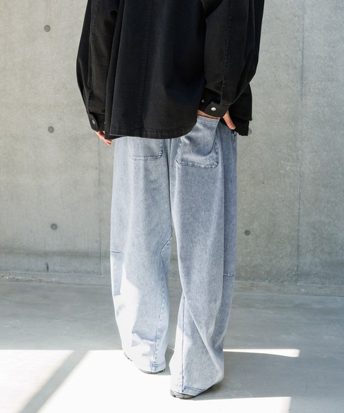 PBLIM（ページボーイリム）の「《UNISEX/まるでデニム見え！/紫外線カット/ストレッチ》マルデニイージーワイドパンツ（デニムパンツ・レディース・ブラック/ブルー・LARGE/MEDIUM）」の12枚目の写真