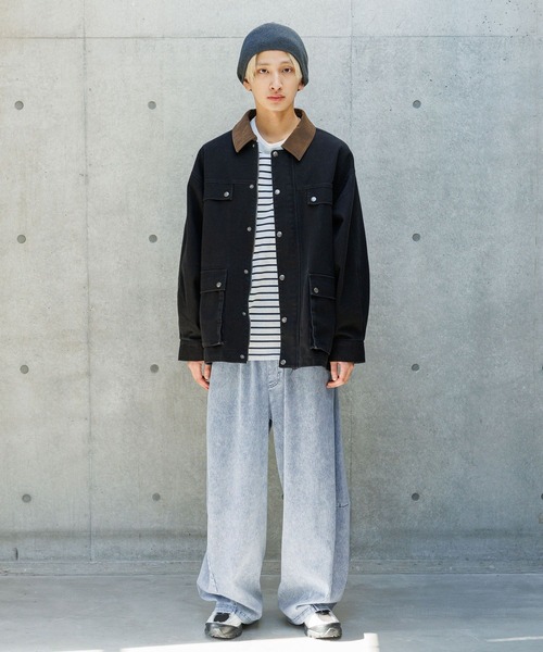 PBLIM（ページボーイリム）の「《UNISEX/まるでデニム見え！/紫外線カット/ストレッチ》マルデニイージーワイドパンツ（デニムパンツ・レディース・ブラック/ブルー・LARGE/MEDIUM）」の11枚目の写真