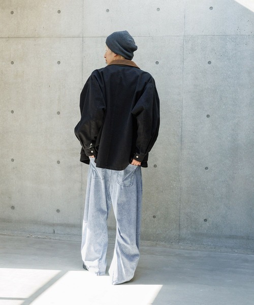 PBLIM（ページボーイリム）の「《UNISEX/まるでデニム見え！/紫外線カット/ストレッチ》マルデニイージーワイドパンツ（デニムパンツ・レディース・ブラック/ブルー・LARGE/MEDIUM）」の9枚目の写真