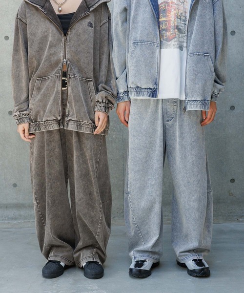 PBLIM（ページボーイリム）の「《UNISEX/まるでデニム見え！/紫外線カット/ストレッチ》マルデニイージーワイドパンツ（デニムパンツ・レディース・ブラック/ブルー・LARGE/MEDIUM）」の6枚目の写真