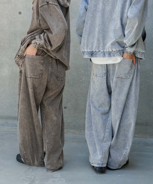PBLIM（ページボーイリム）の「《UNISEX/まるでデニム見え！/紫外線カット/ストレッチ》マルデニイージーワイドパンツ（デニムパンツ・レディース・ブラック/ブルー・LARGE/MEDIUM）」の5枚目の写真