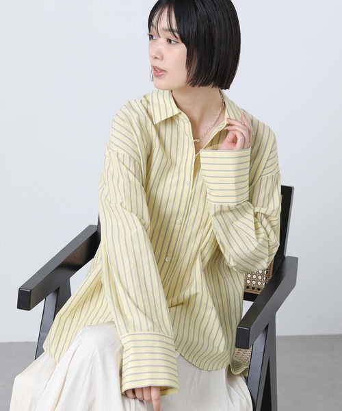 Gready Brilliant（グレディブリリアン）の「ＬＵストライプカラーシャツ（シャツ/ブラウス・レディース・ピンク/イエロー/ブルー・38）」の2枚目の写真