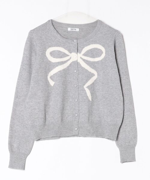 TITTY&CO.（ティティーアンドコー）の「リボンニットカーディガン（カーディガン/ボレロ・レディース・グレー/ピンクベージュ/アイボリー/ピンク・FREE）」の8枚目の写真