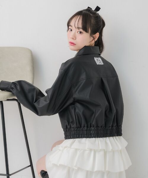 ems excite（エムズエキサイト）の「レースパッチ付FレザーBZ（ブルゾン・レディース・ブラック/ブラウン・FREE）」の3枚目の写真
