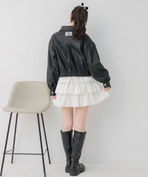 ems excite（エムズエキサイト）の「レースパッチ付FレザーBZ（ブルゾン・レディース・ブラック/ブラウン・FREE）」の7枚目の写真